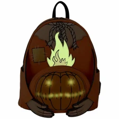 Trick 'R Treat - Flaming Pumpkin Head Sam Glow in the Dark Light Up 10" Faux Leather Mini Backpack