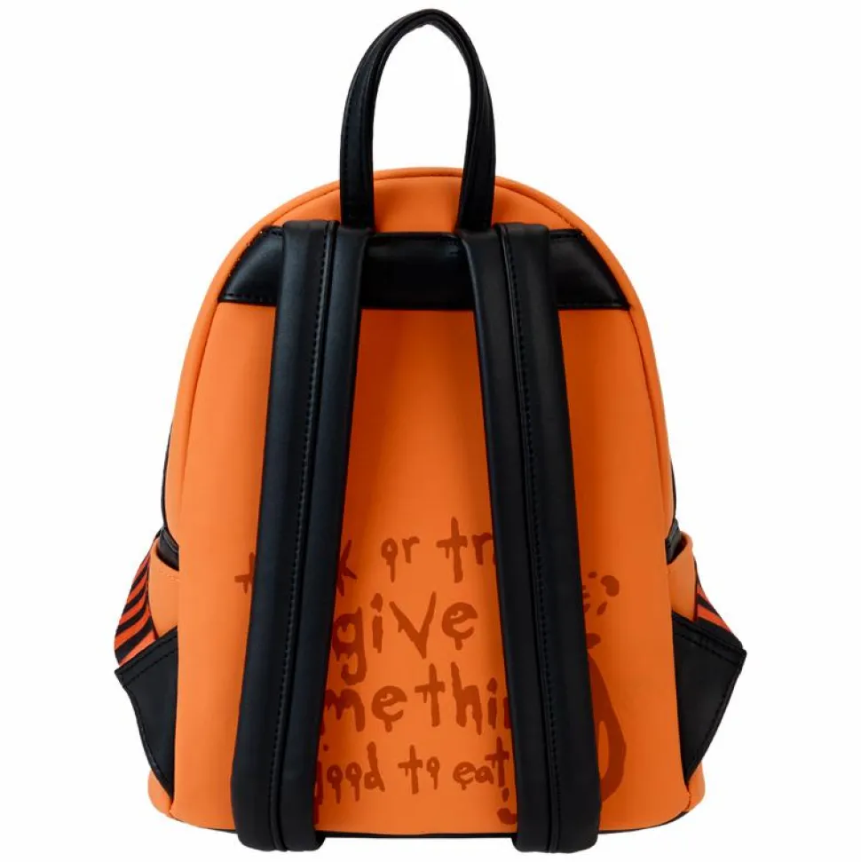 Trick 'R Treat - Flaming Pumpkin Head Sam Glow in the Dark Light Up 10" Faux Leather Mini Backpack