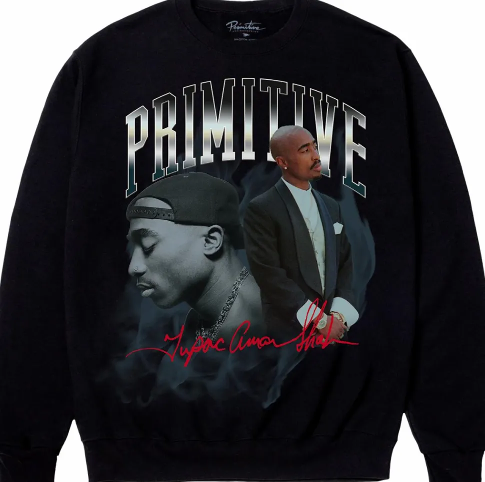 Tupac - Tupac x Primitive Legend Black Crewneck Sweatshirt