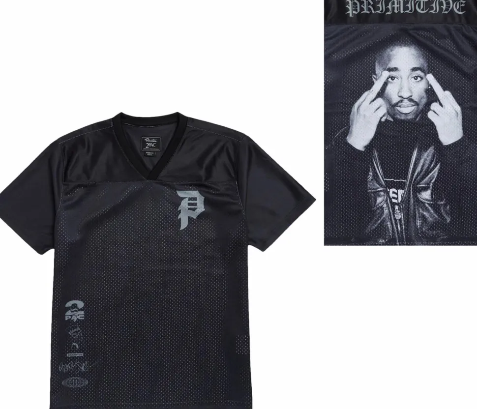 Tupac - Tupac x Primitive Icon Black Mesh Jersey