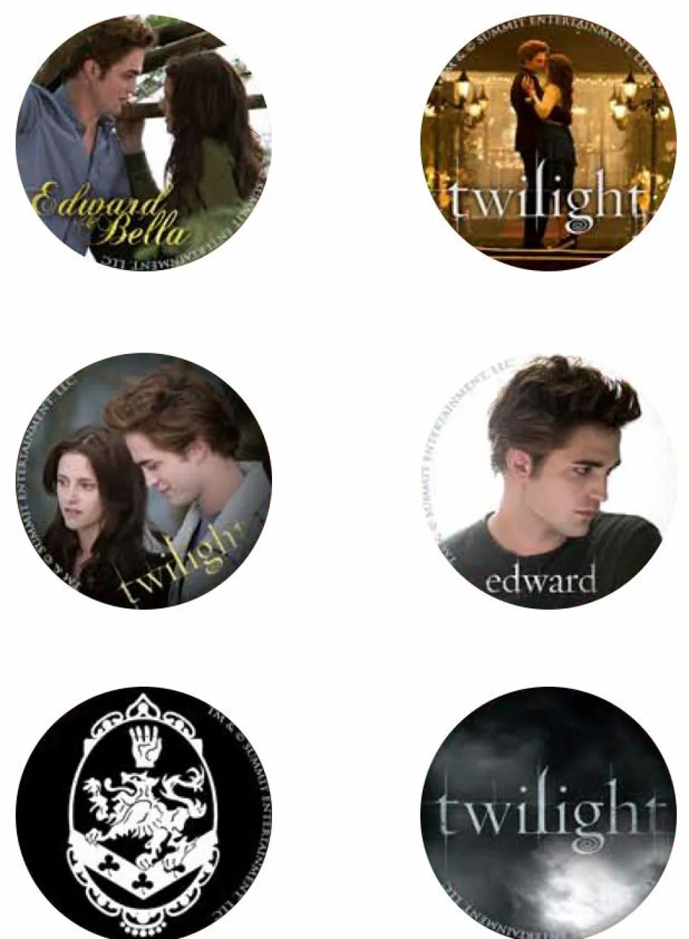 Twilight Saga: Twilight - Cullen Crest Button / Pin 6-Pack (Style B)