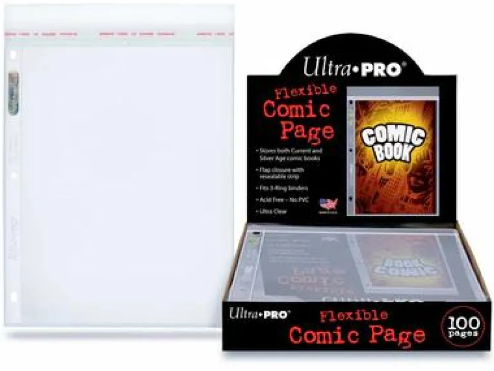 Ultra Pro - Ultra Clear Current & Silver Age 3-Ring Flexible Comic Book Page Sleeves Box (Display of 100)