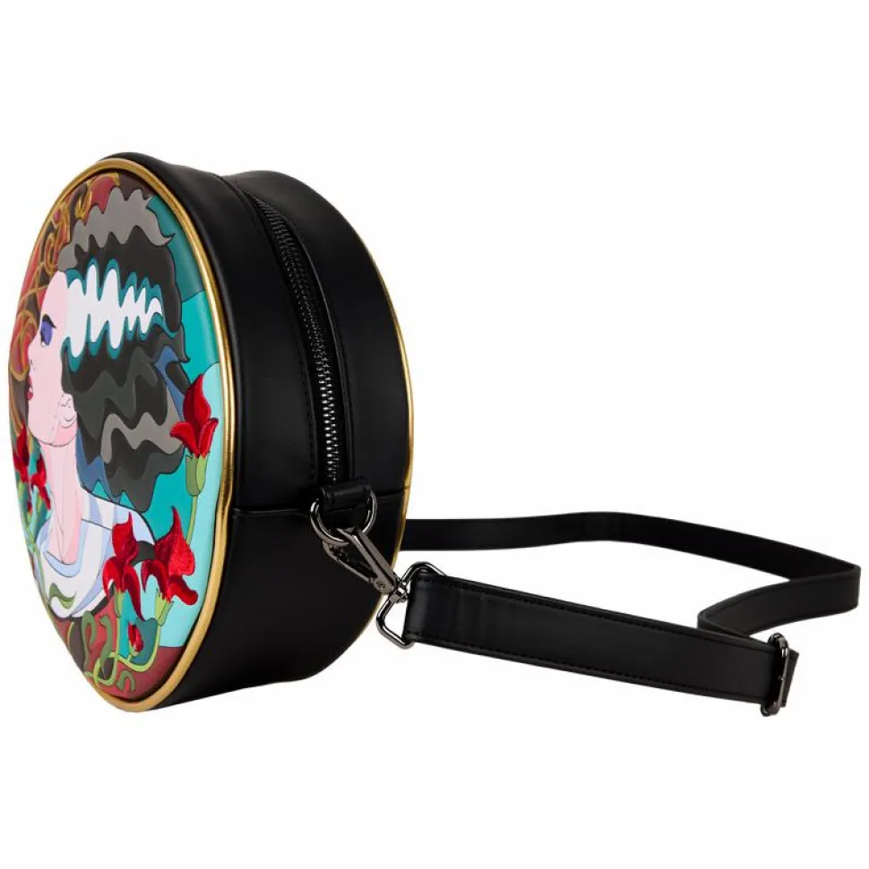 Universal Monsters - Bride of Frankenstein Stained Glass 9" Faux Leather Crossbody Bag