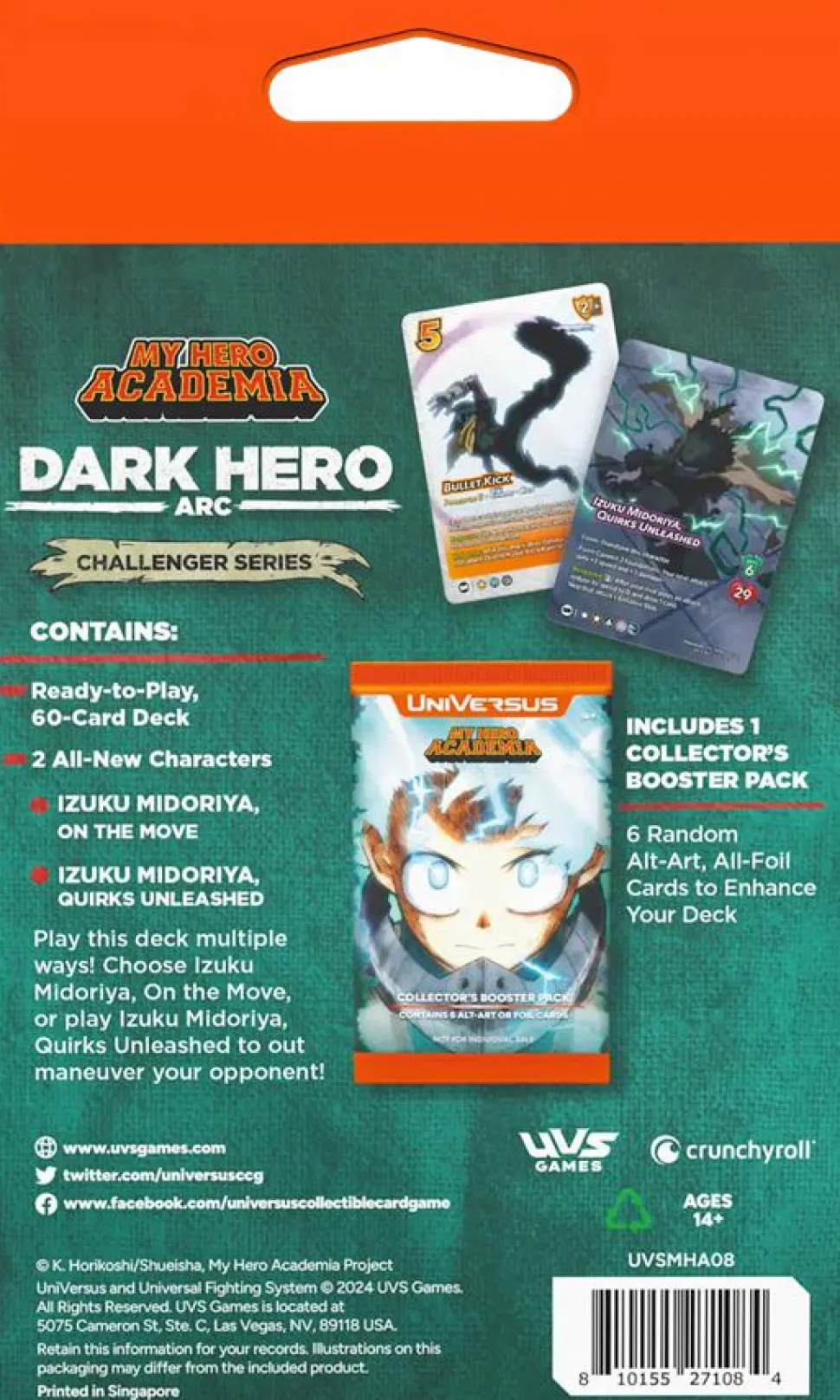 UniVersus - Card Game Challenger Series My Hero Academia: Dark Hero Arc Deck