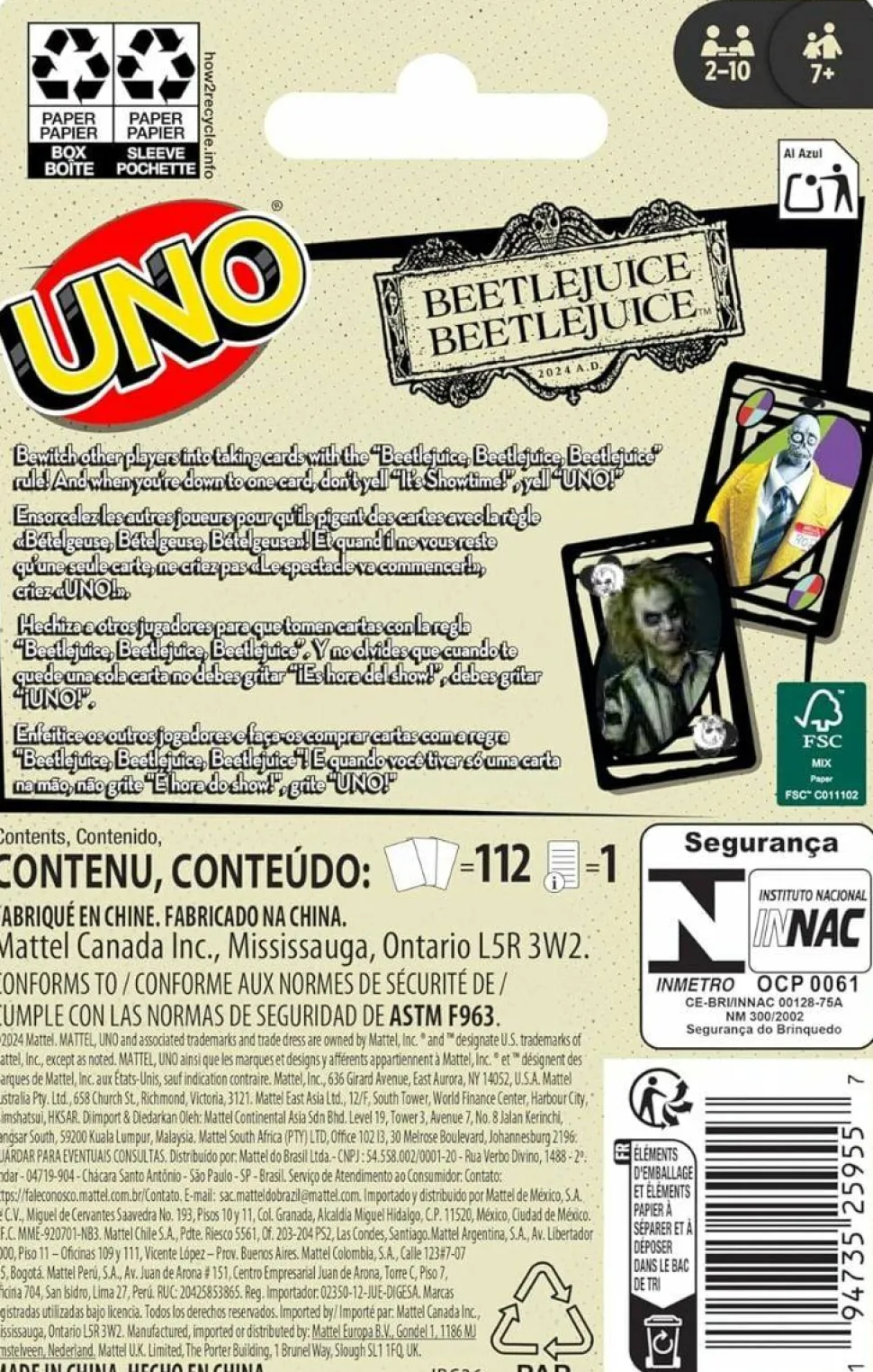 Uno - Beetlejuice Beetlejuice (2024) Edition Card Game