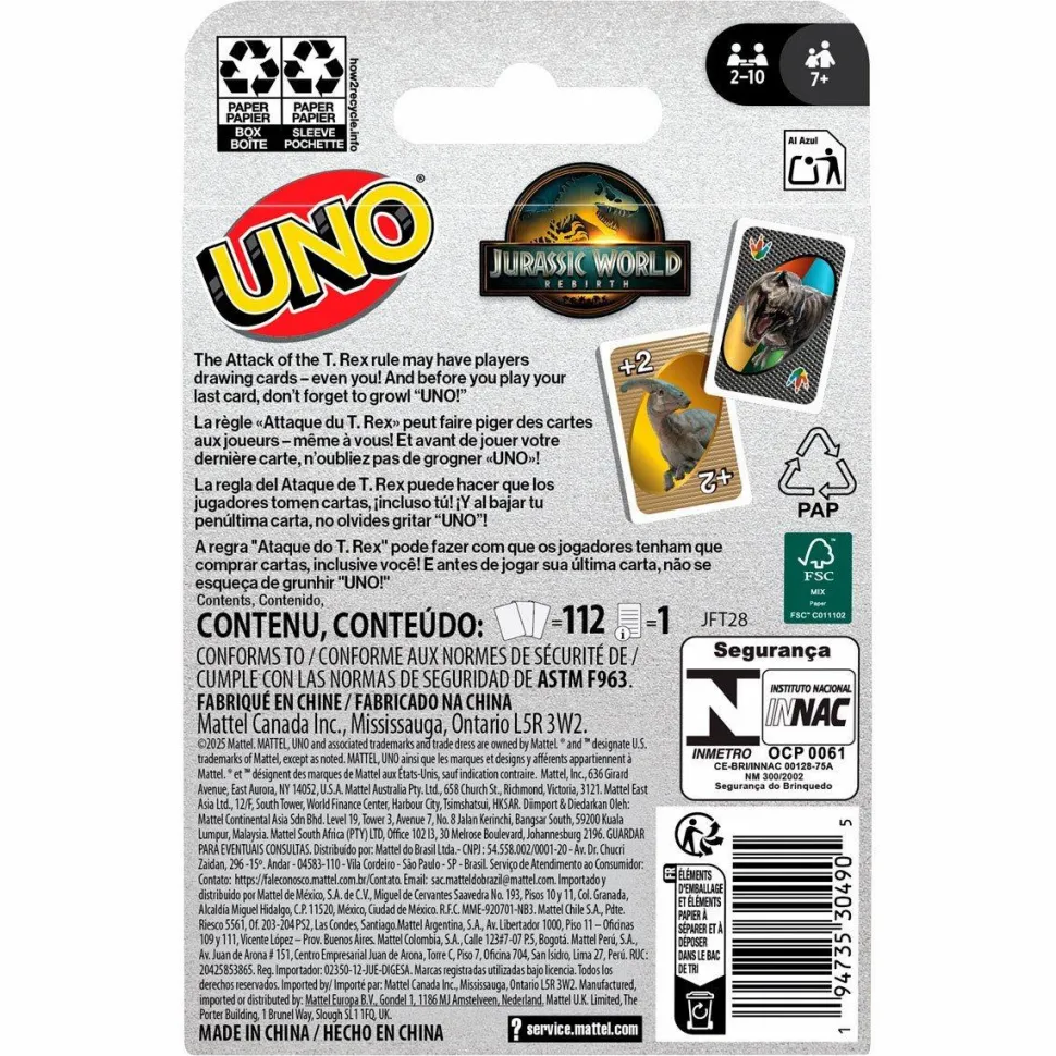 Uno - Jurassic World Rebirth Edition Card Game