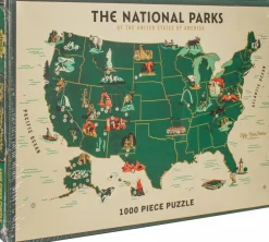 U.S. National Parks Map 1000 Piece Jigsaw Premium Puzzle by Brave in the Woods