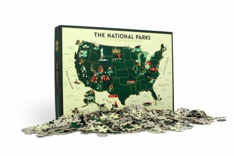 U.S. National Parks Map 1000 Piece Jigsaw Premium Puzzle by Brave in the Woods