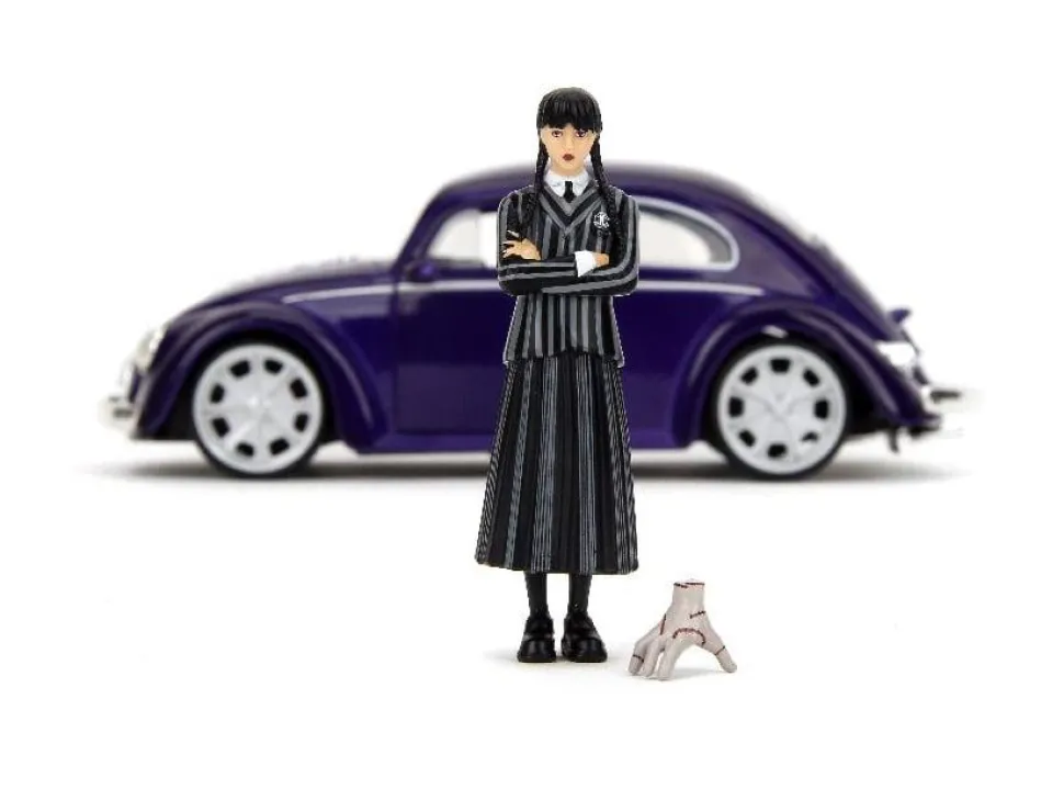 Wednesday (2022) - Wednesday Addams & Thing with Volkswagon Beetle Hollywood Rides 1/24th Scale Die-Cast Vehicle Replica