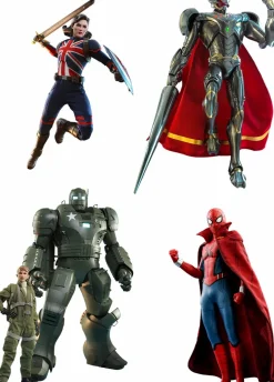 What If…? - Captain Carter, Infinity Ultron, Zombie Hunter Spider-Man, Steve Rogers & The Hydra Stomper 1/6th Scale Hot Toys Action Figure Bundle (Set of 4)