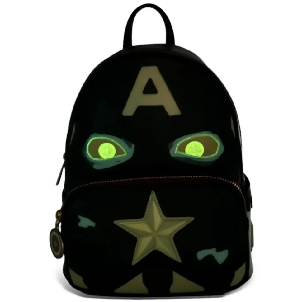 What If…? - Zombie Captain America Cosplay Glow in the Dark 10” Faux Leather Mini Backpack