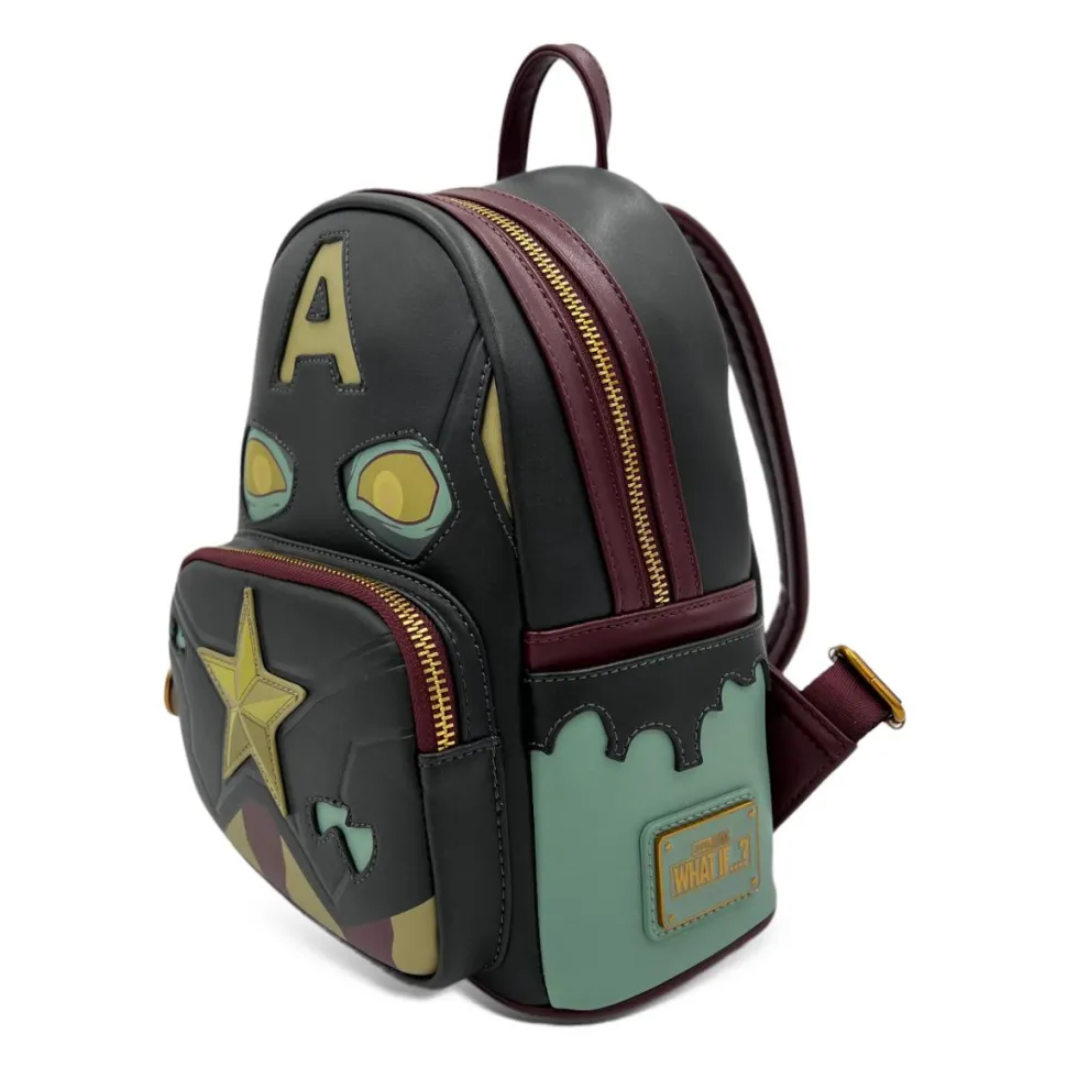 What If…? - Zombie Captain America Cosplay Glow in the Dark 10” Faux Leather Mini Backpack