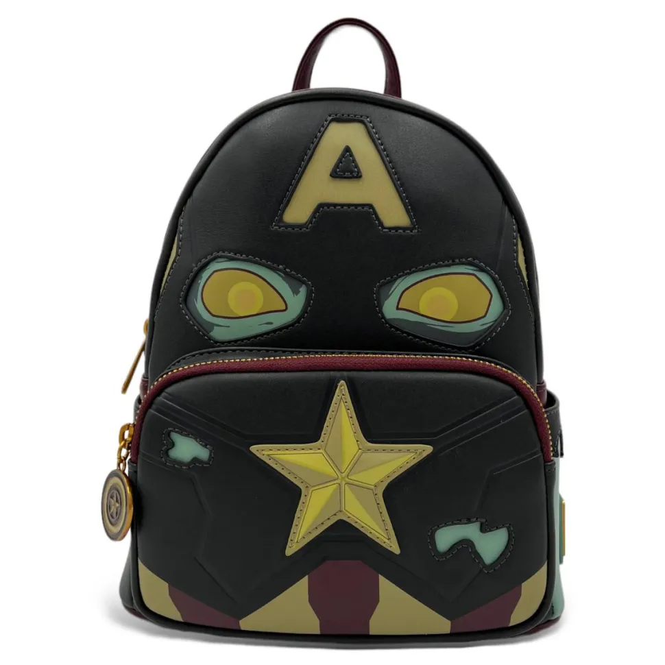 What If…? - Zombie Captain America Cosplay Glow in the Dark 10” Faux Leather Mini Backpack