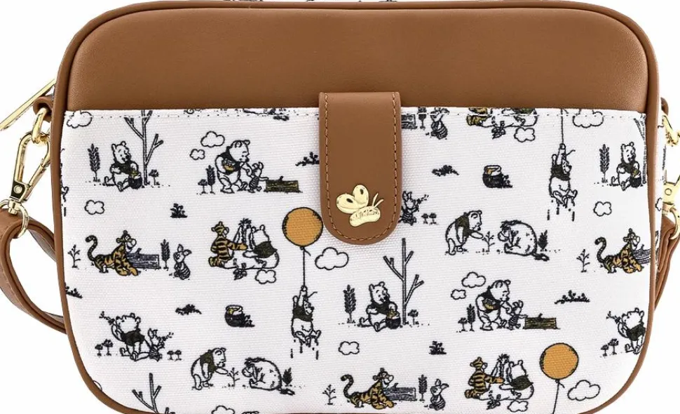 Winnie the Pooh - Line Drawing 10” Canvas Crossbody Bag