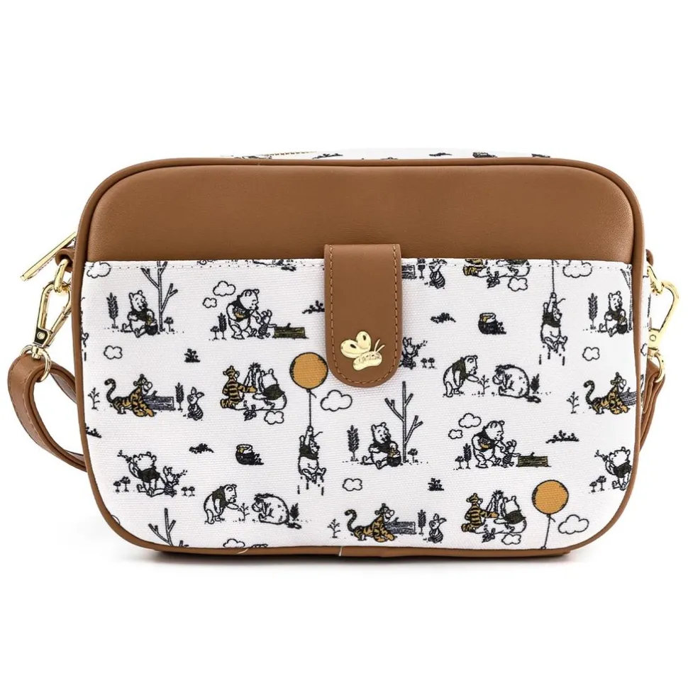 Winnie the Pooh - Line Drawing 10” Canvas Crossbody Bag