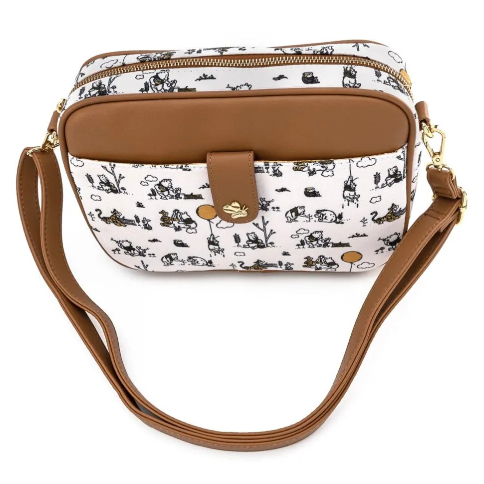 Winnie the Pooh - Line Drawing 10” Canvas Crossbody Bag