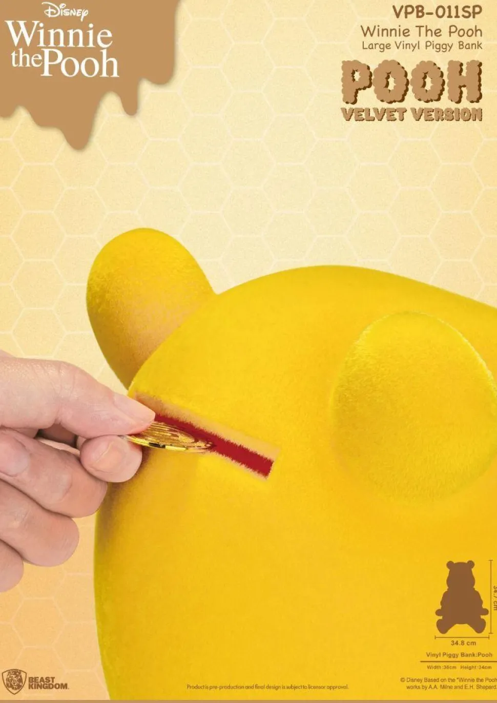 Winnie the Pooh - Pooh (Velvet Version) Large 13" Vinyl Piggy Bank