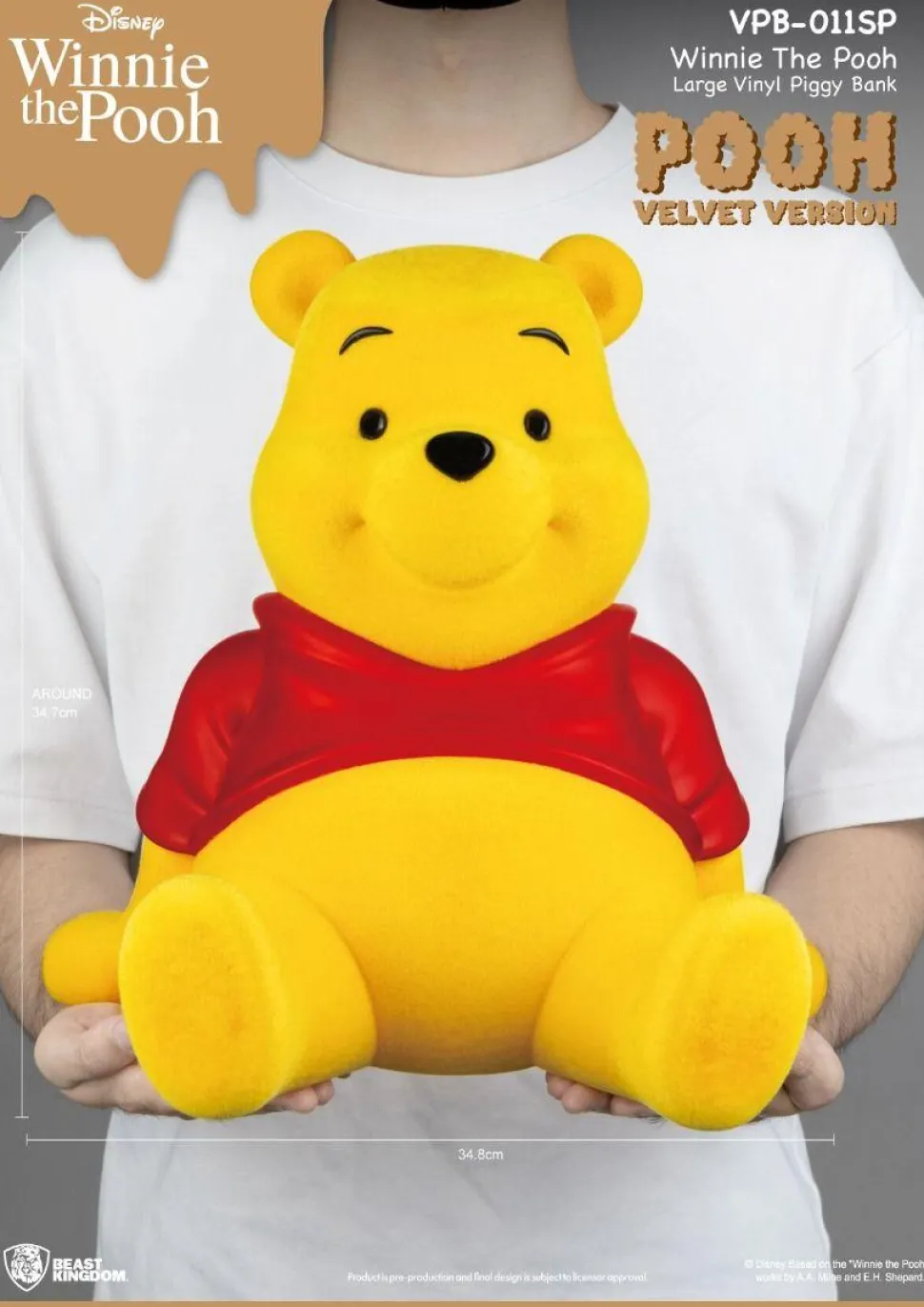 Winnie the Pooh - Pooh (Velvet Version) Large 13" Vinyl Piggy Bank