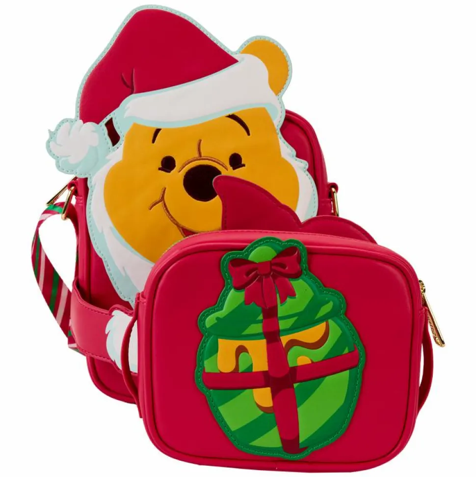 Winnie the Pooh - Santa Winnie & Piglet Cosplay 8" Faux Leather Crossbuddy Bag