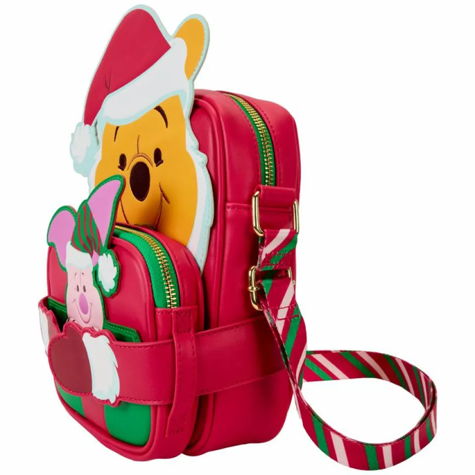 Winnie the Pooh - Santa Winnie & Piglet Cosplay 8" Faux Leather Crossbuddy Bag