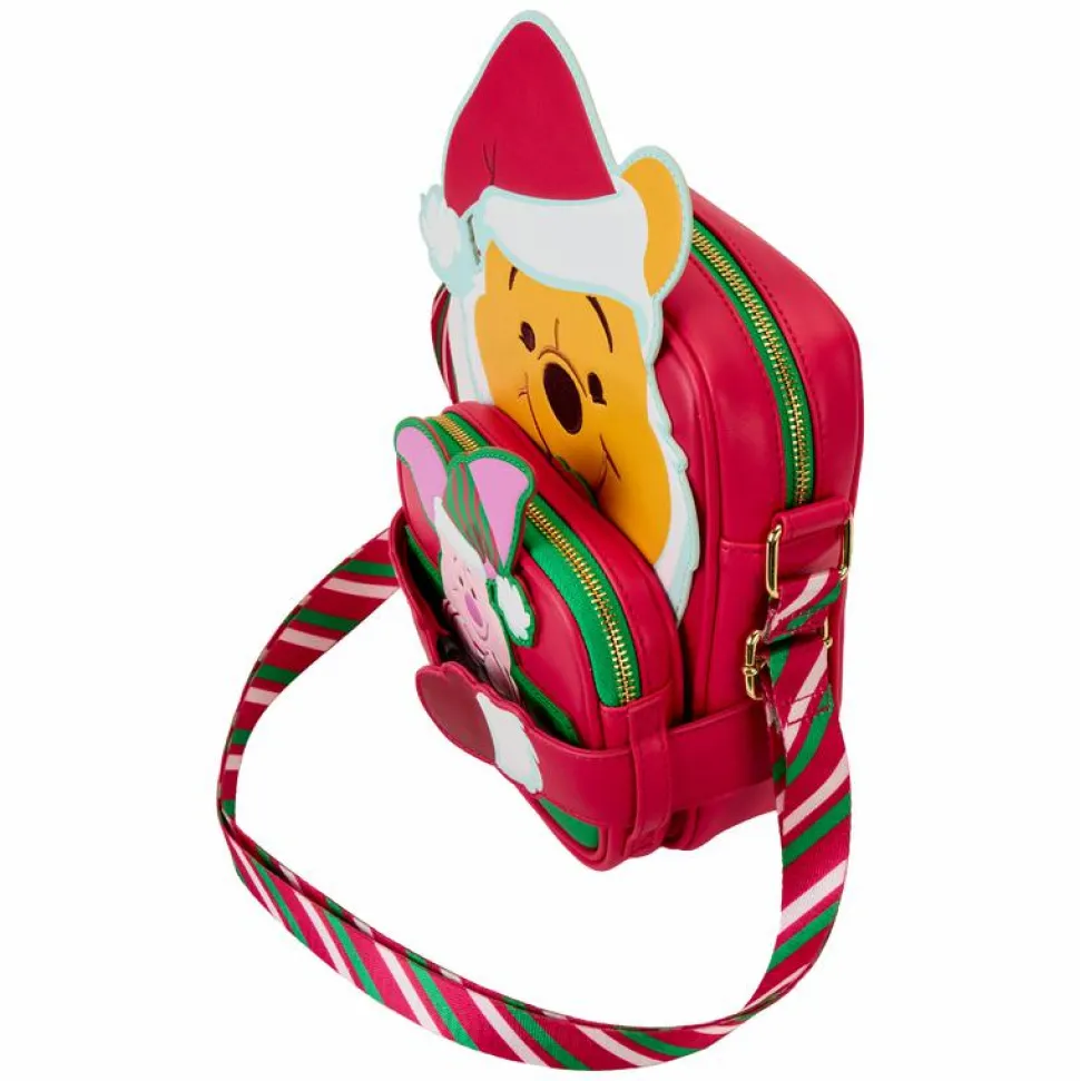 Winnie the Pooh - Santa Winnie & Piglet Cosplay 8" Faux Leather Crossbuddy Bag