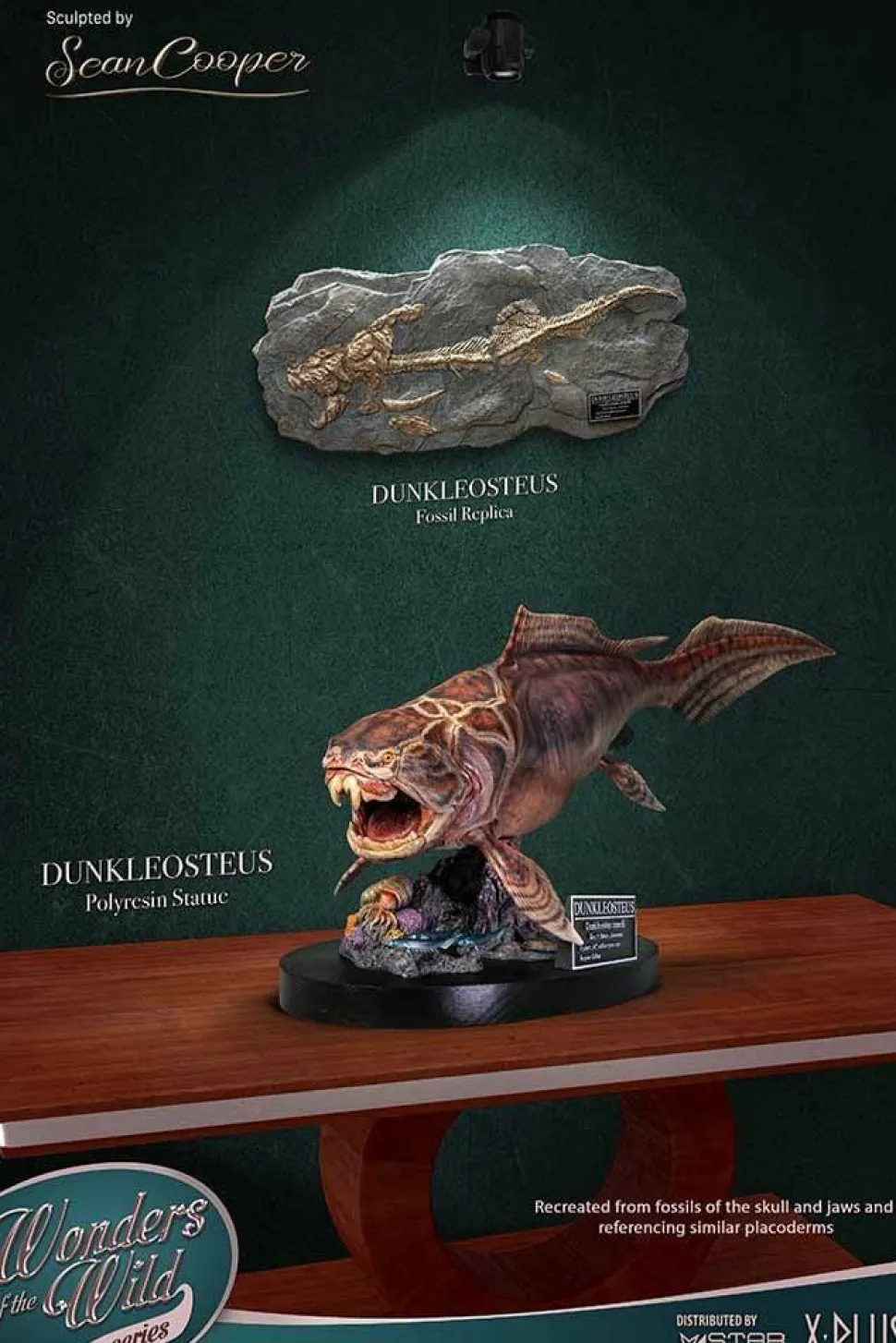 Wonders of the Wild - Dunkleosteus & Fossil Deluxe 16” Statue