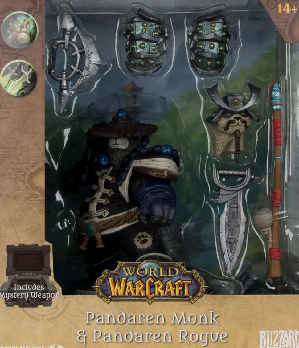 World of Warcraft - Pandaren Monk & Pandaren Rogue 1/12th Scale Posed PVC Figure