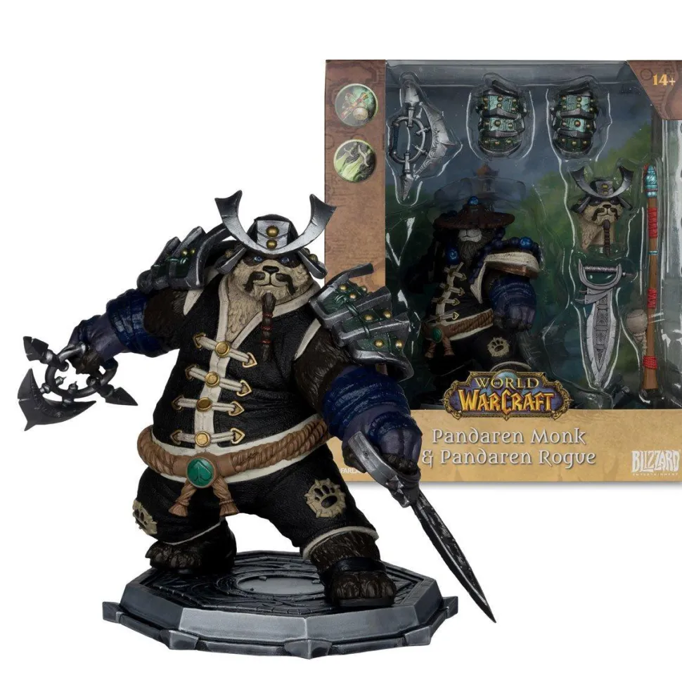 World of Warcraft - Pandaren Monk & Pandaren Rogue 1/12th Scale Posed PVC Figure