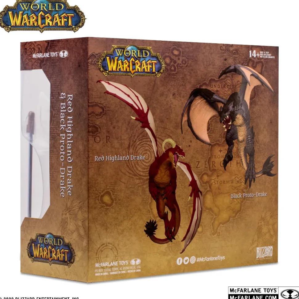 World of Warcraft - Red Highland Drake & Black Proto-Drake 1/12 Scale Posed Figure 2-Pack