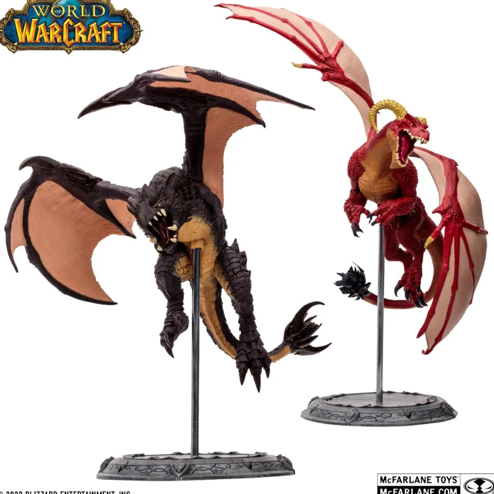 World of Warcraft - Red Highland Drake & Black Proto-Drake 1/12 Scale Posed Figure 2-Pack